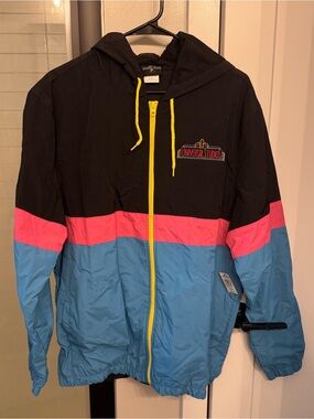 Universal Black, Pink & Blue Colorblock Hooded Windbreaker